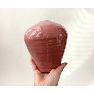 Dusty Rose Minimalist Bulbous Glazed Pottery Midcentury Modern 1980's Vase